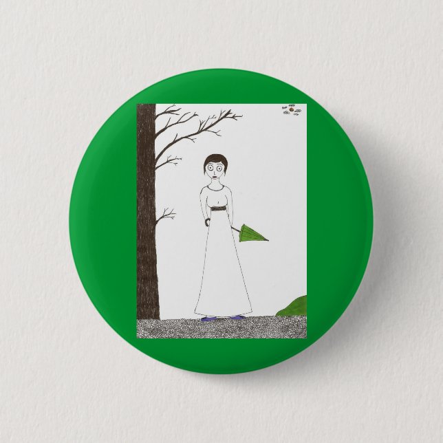 Gruselige Jane Austen-Reis-Malerei Button (Vorderseite)