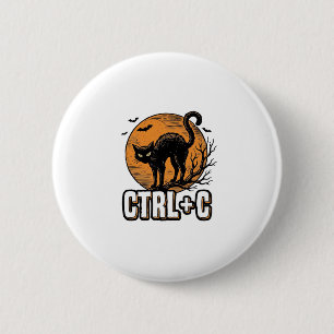 Gruselige Katze CTRL C Vintage Halloween Vektordes Button