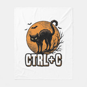 Gruselige Katze CTRL C Vintage Halloween Vektordes Fleecedecke