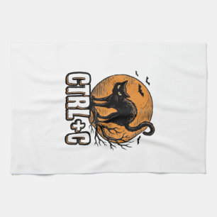 Gruselige Katze CTRL C Vintage Halloween Vektordes Geschirrtuch