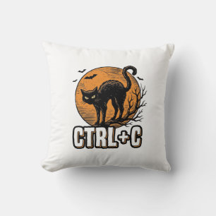 Gruselige Katze CTRL C Vintage Halloween Vektordes Kissen