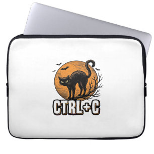 Gruselige Katze CTRL C Vintage Halloween Vektordes Laptopschutzhülle