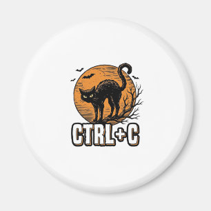 Gruselige Katze CTRL C Vintage Halloween Vektordes Magnet