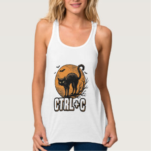 Gruselige Katze CTRL C Vintage Halloween Vektordes Tank Top