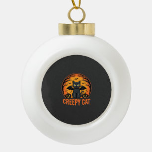 Gruselige Katze Halloween Fledermaus Mond Grafikde Keramik Kugel-Ornament