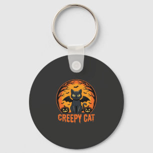 Gruselige Katze Halloween Fledermaus Mond Grafikde Schlüsselanhänger