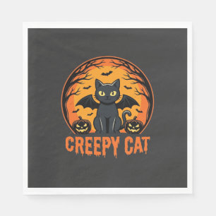 Gruselige Katze Halloween Fledermaus Mond Grafikde Serviette