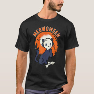 Gruselige Katze Halloween Meowoween Katze als Tote T-Shirt
