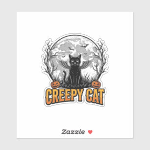 Gruselige Katze Halloween Vintage Gravur Design_1 Aufkleber
