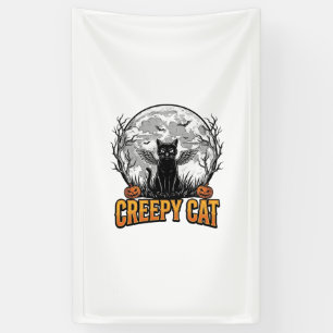 Gruselige Katze Halloween Vintage Gravur Design_1 Banner