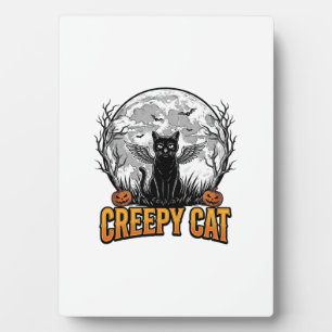 Gruselige Katze Halloween Vintage Gravur Design_1 Fotoplatte