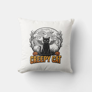 Gruselige Katze Halloween Vintage Gravur Design_1 Kissen