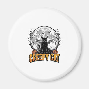 Gruselige Katze Halloween Vintage Gravur Design_1 Magnet