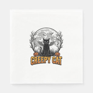 Gruselige Katze Halloween Vintage Gravur Design_1 Serviette