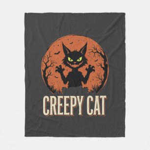 Gruselige Katze Halloween Vintage Mond Grafik Fleecedecke