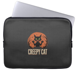 Gruselige Katze Halloween Vintage Mond Grafik Laptopschutzhülle
