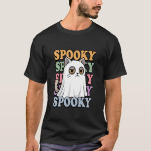 Gruselige Katzen-Geister Lustiges Halloween-Kostüm T-Shirt