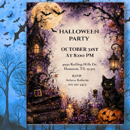Gruselige Katzen-Halloween-Party  Einladung