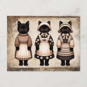 Gruselige Katzen Junk Journal Postkarte
