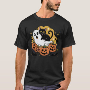 Gruselige Katzengeister Retro Vintage Halloween Gr T-Shirt
