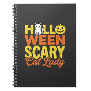 Gruselige Katzenlady Halloween-Design_1 Notizblock