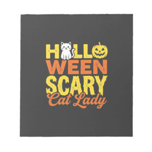Gruselige Katzenlady Halloween-Design_1 Notizblock