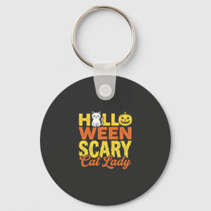 Gruselige Katzenlady Halloween-Design_1 Schlüsselanhänger