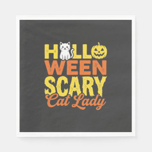 Gruselige Katzenlady Halloween-Design_1 Serviette