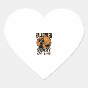 Gruselige Katzenlady Halloween Hexe Web Vintage-Sh Herz-Aufkleber