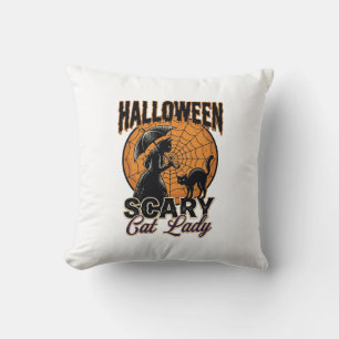 Gruselige Katzenlady Halloween Hexe Web Vintage-Sh Kissen