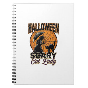 Gruselige Katzenlady Halloween Hexe Web Vintage-Sh Notizblock