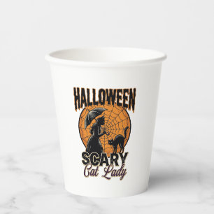 Gruselige Katzenlady Halloween Hexe Web Vintage-Sh Pappbecher