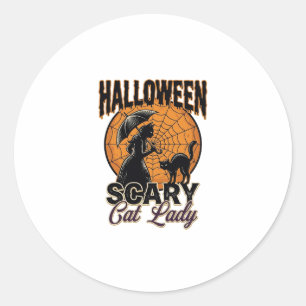Gruselige Katzenlady Halloween Hexe Web Vintage-Sh Runder Aufkleber