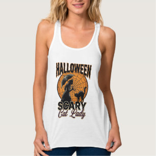 Gruselige Katzenlady Halloween Hexe Web Vintage-Sh Tank Top