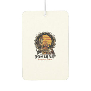 Gruselige Katzenparty Vintage-Stich Halloween-Shir Autolufterfrischer