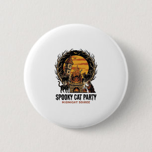 Gruselige Katzenparty Vintage-Stich Halloween-Shir Button
