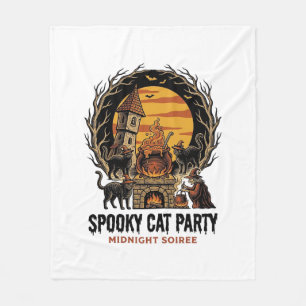 Gruselige Katzenparty Vintage-Stich Halloween-Shir Fleecedecke
