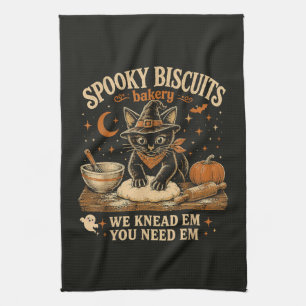 Gruselige Kekse Bäckerei Schwarze Katze Halloween Geschirrtuch