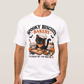 Gruselige Kekse Bäckerei, Schwarze Katze Halloween T-Shirt