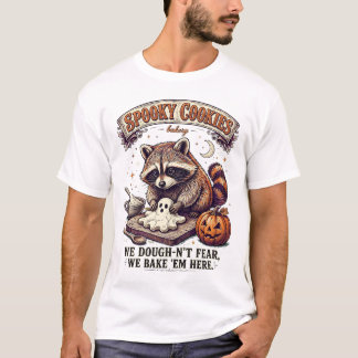 Gruselige Kekse Halloween Vintage Waschbär-Bäckere T-Shirt