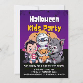 Gruselige Kinder-Halloween-Party-Einladung Einladung