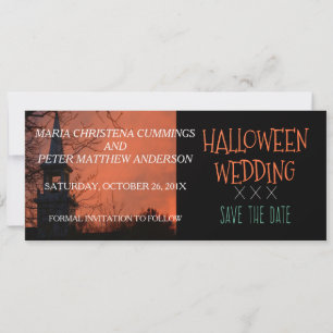 Gruselige Kirchen-Hochzeit Halloween Save The Date