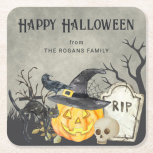 Gruselige Kostüme und Cocktails Halloween Rechteckiger Pappuntersetzer