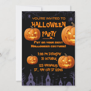 Gruselige Kostümparty Halloween-Kürbiseinladung Einladung