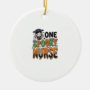 Gruselige Krankenschwester Halloween Vintage Gravu Keramik Ornament