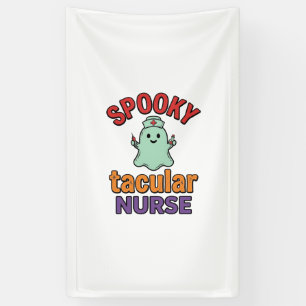 Gruselige Krankenschwester Halloween Vintage Vecto Banner