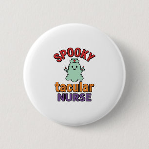 Gruselige Krankenschwester Halloween Vintage Vecto Button