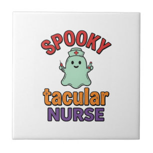 Gruselige Krankenschwester Halloween Vintage Vecto Fliese