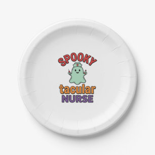 Gruselige Krankenschwester Halloween Vintage Vecto Pappteller