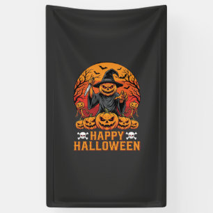 Gruselige Kürbiskürbis-Hexen-Halloween-Vektorgesta Banner